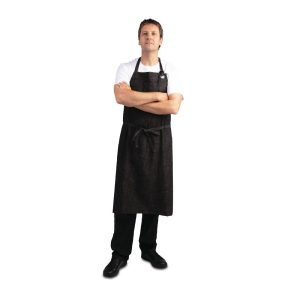 Chef Works Urban Corvallis Crosshatch Wide Bib Apron Black and Burgundy