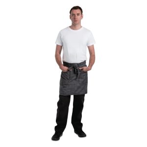 Chef Works Urban Corvallis Crosshatch Half Bistro Apron Black and Steel Grey