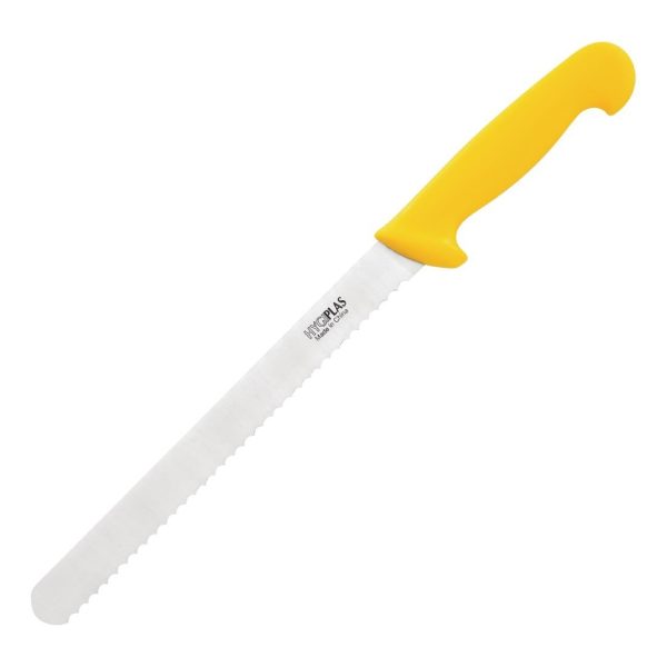 Blade length: 10". Weight: 110g. Yellow for cooked meats