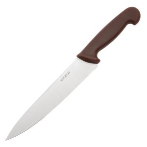 Blade length: 8.5". Weight: 150g. Brown for vegetables