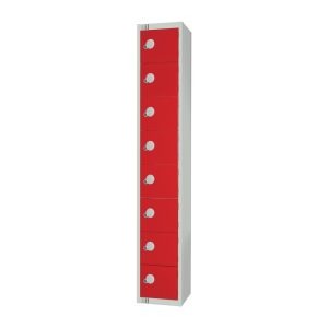 Elite Eight Door Manual Combination Locker Locker Red with Sloping Top