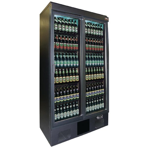 Anthracite Ext & Silver Int. Sliding Doors. R600a. 490 x 33cl bottles