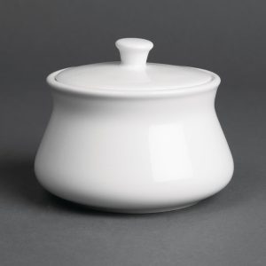 Royal Porcelain Classic White Sugar Bowls with Lids (Pack of 12)