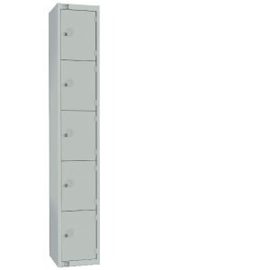 Elite Five Door Electronic Combination Locker with Sloping Top Grey