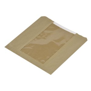 Vegware Compostable Kraft Sandwich Bags With PLA Window Small (Pack of 1000)