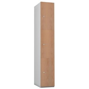 Timberbox Three Door Camlock Locker Oak Finish