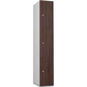 Timberbox Three Door Padlock Locker Walnut Finish