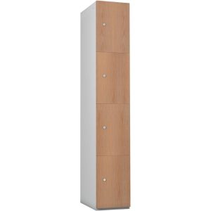 Timberbox Four Door Padlock Locker Oak Finish