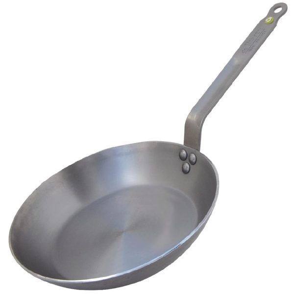 Size: 200(Ø)mm. Material: Blue Steel. Induction Compatible