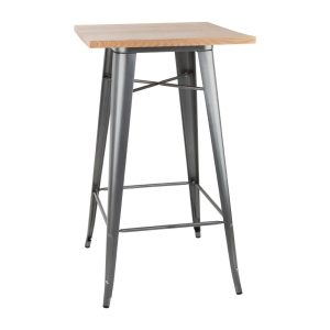 Bolero Bistro Bar Table with Wooden Top Metal (Single)