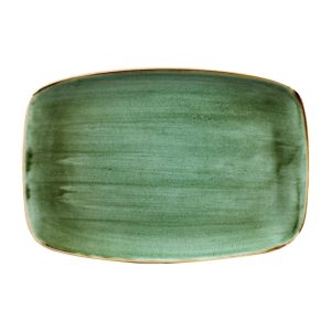 Churchill Stonecast No. 9 Oblong Chefs Plates 355 x 245mm Samphire Green (Pack of 6)