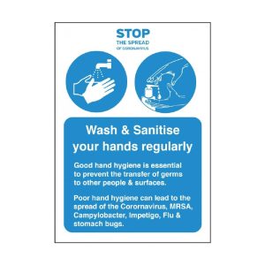 Wash & Sanitise Your Hands Regularly Sign A4 Self-Adhesive
