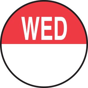 Vogue 3/4" Day Dot Wednesday (Pack of 2000)