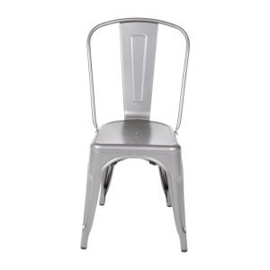 Bolero Bistro Steel Side Chairs Metal Grey (Pack of 4)