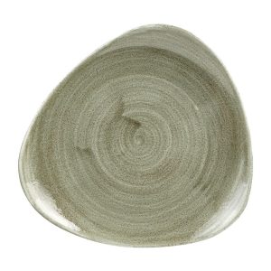 Churchill Stonecast Patina Antique Triangle Plates Green 192mm (Pack of 12)