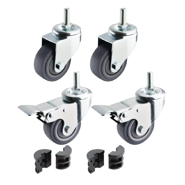 For Vogue Stainless Steel Tables. Includes 2 braked and 2 unbraked castors