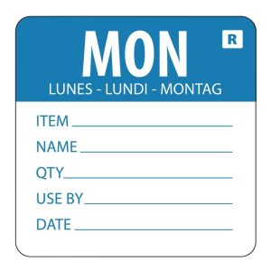 Monday - Blue. 2" labels