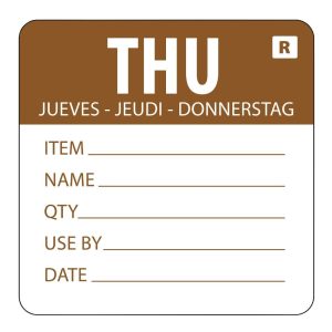Thursday - Brown. 2" labels