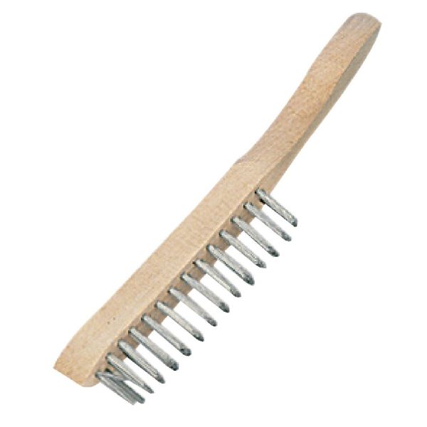 Wooden handle and wire bristles