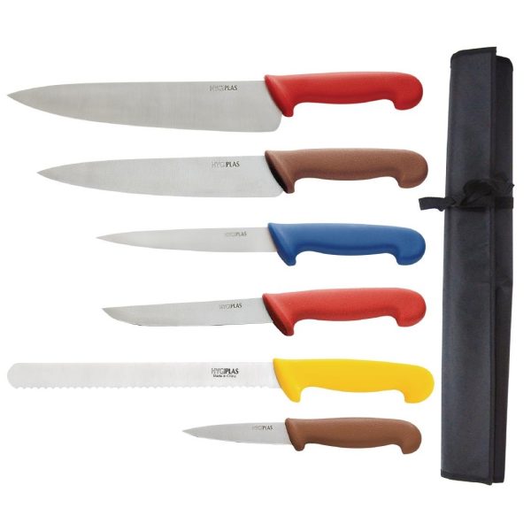 Includes 2x cook's knives, slicer, boning knife, fillet knife, paring knife and wallet