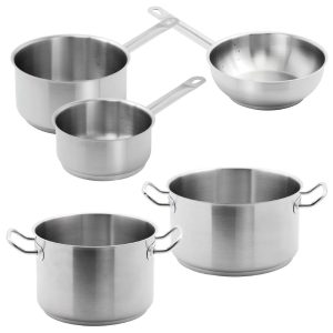 Includes 2x stew pans (M940, M941), 2x saucepans (M943, M944) and 1x flared sauté pan (M947)