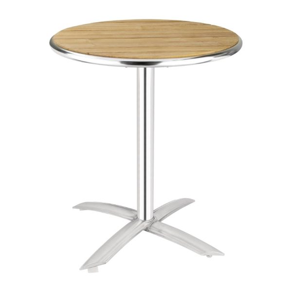 Aluminium Frame. Ash Wood Top. 720(H) x 600(Ø)mm
