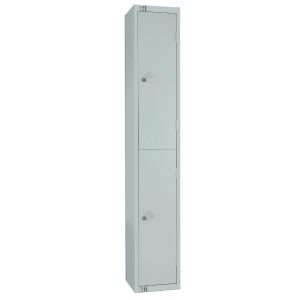 Elite Double Door Camlock Locker with Sloping Top Grey
