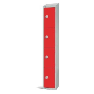 Elite Four Door Padlock Locker with Sloping Top Red