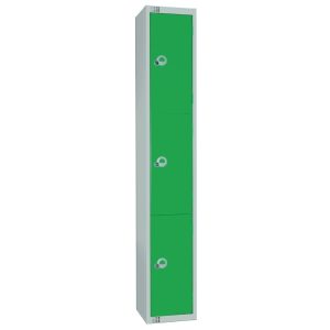 Elite Three Door Electronic Combination Locker with Sloping Top Green