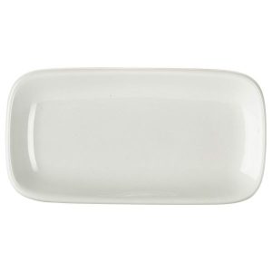 Genware Porcelain Rounded Rectangular Plate 19.5 x 10cm/7.75 x 4″ QTY:6