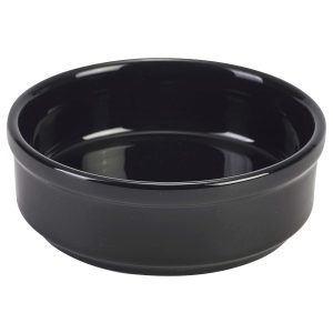 Genware Porcelain Black Round Dish 10cm/4″ QTY:6