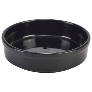Genware Porcelain Black Round Dish 13cm/5″ QTY:6