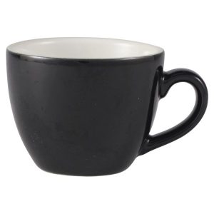 Genware Porcelain Black Bowl Shaped Cup 9cl/3oz QTY:6