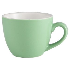 Genware Porcelain Green Bowl Shaped Cup 9cl/3oz QTY:6