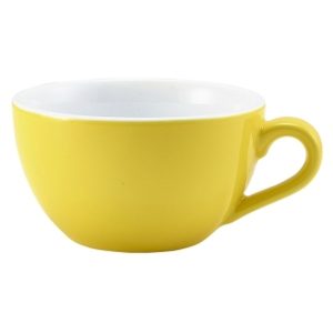 Genware Porcelain Yellow Bowl Shaped Cup 17.5cl/6oz QTY:6