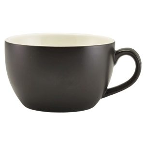 Genware Porcelain Matt Black Bowl Shaped Cup 25cl/8.75oz QTY:6