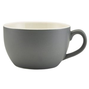 Genware Porcelain Matt Grey Bowl Shaped Cup 25cl/8.75oz QTY:6