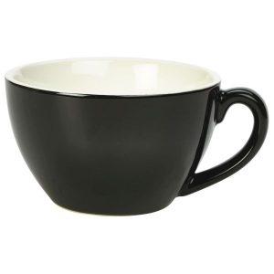 Genware Porcelain Black Bowl Shaped Cup 34cl/12oz QTY:6