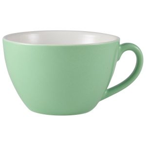 Genware Porcelain Green Bowl Shaped Cup 34cl/12oz QTY:6