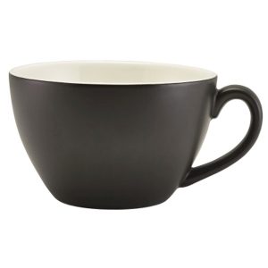 Genware Porcelain Matt Black Bowl Shaped Cup 34cl/12oz QTY:6