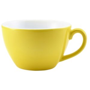 Genware Porcelain Yellow Bowl Shaped Cup 34cl/12oz QTY:6