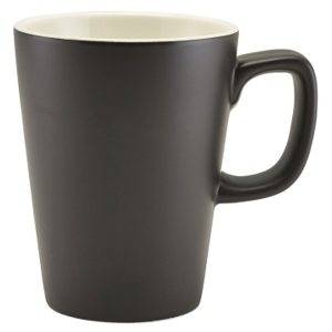 Genware Porcelain Matt Black Latte Mug 34cl/12oz QTY:6