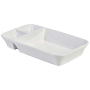 Genware Porcelain Rectangular Divided Dish 26 x 15 x 4cm/10.25 x 6 x 1.5″ QTY:4