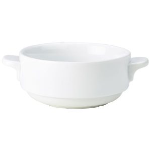 Genware Porcelain Lugged Soup Bowl 25cl/8.75oz QTY:6