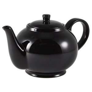 Genware Porcelain Black Teapot 45cl/15.75oz QTY:6
