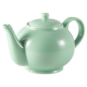 Genware Porcelain Green Teapot 45cl/15.75oz QTY:6