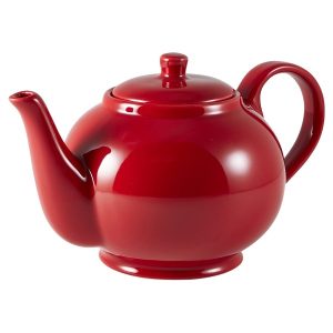 Genware Porcelain Red Teapot 45cl/15.75oz QTY:6