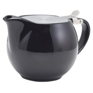 GenWare Porcelain Black Teapot with St/St Lid & Infuser 50cl/17.6oz QTY:6