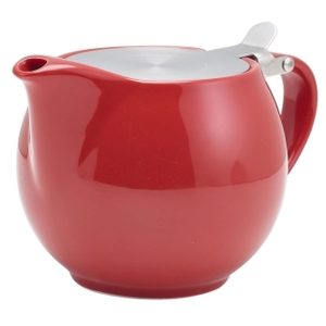 GenWare Porcelain Red Teapot with St/St Lid & Infuser 50cl/17.6oz QTY:6