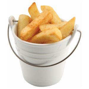 Genware Ceramic Bucket W/ St/St Handle 11cm Dia QTY:6